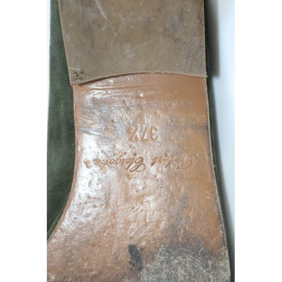 Robert Clergerie Womens Suede Slide On Mules Flats Olive Green Size 37.5 7.5 - Picture 7 of 7